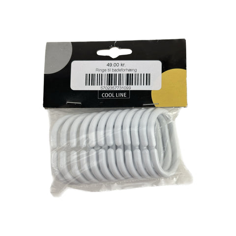 Ringe til badeforhæng 12 stk (hvide)