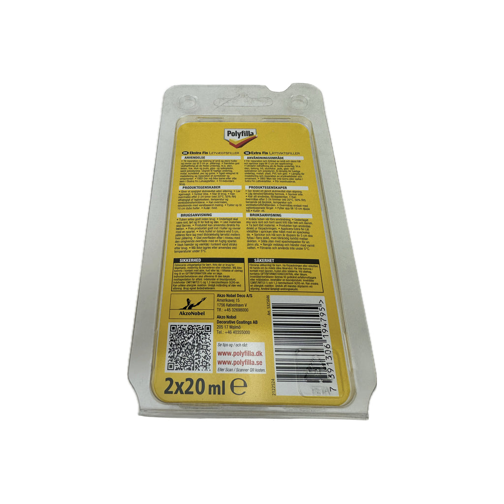 Polyfilla Ekstra Fin Letvægtsfiller (2 stk.) MALEREXPERTEN