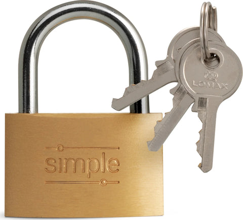Simple Hængelås 40mm (Inkl. 3 nøgler)