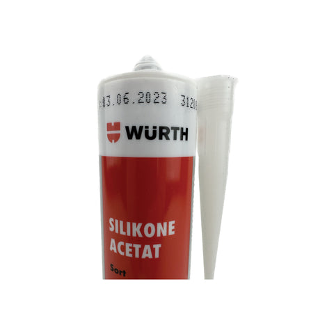 WÜRTH Vådrumssilikone Acetat - Sort