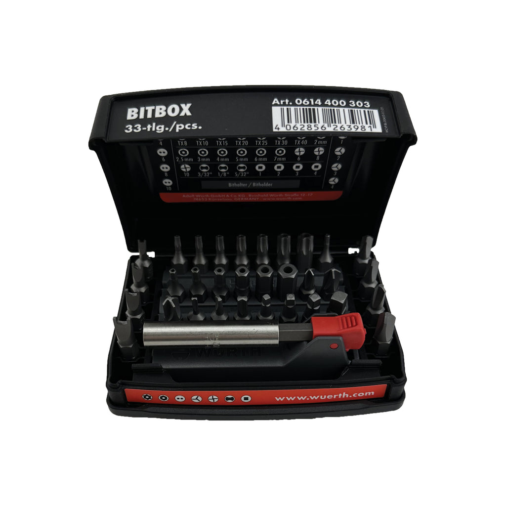 WÜRTH Bitboks, 33 dele (BIT MIX HT/TX/SN/TW/TS/SQ/CG)