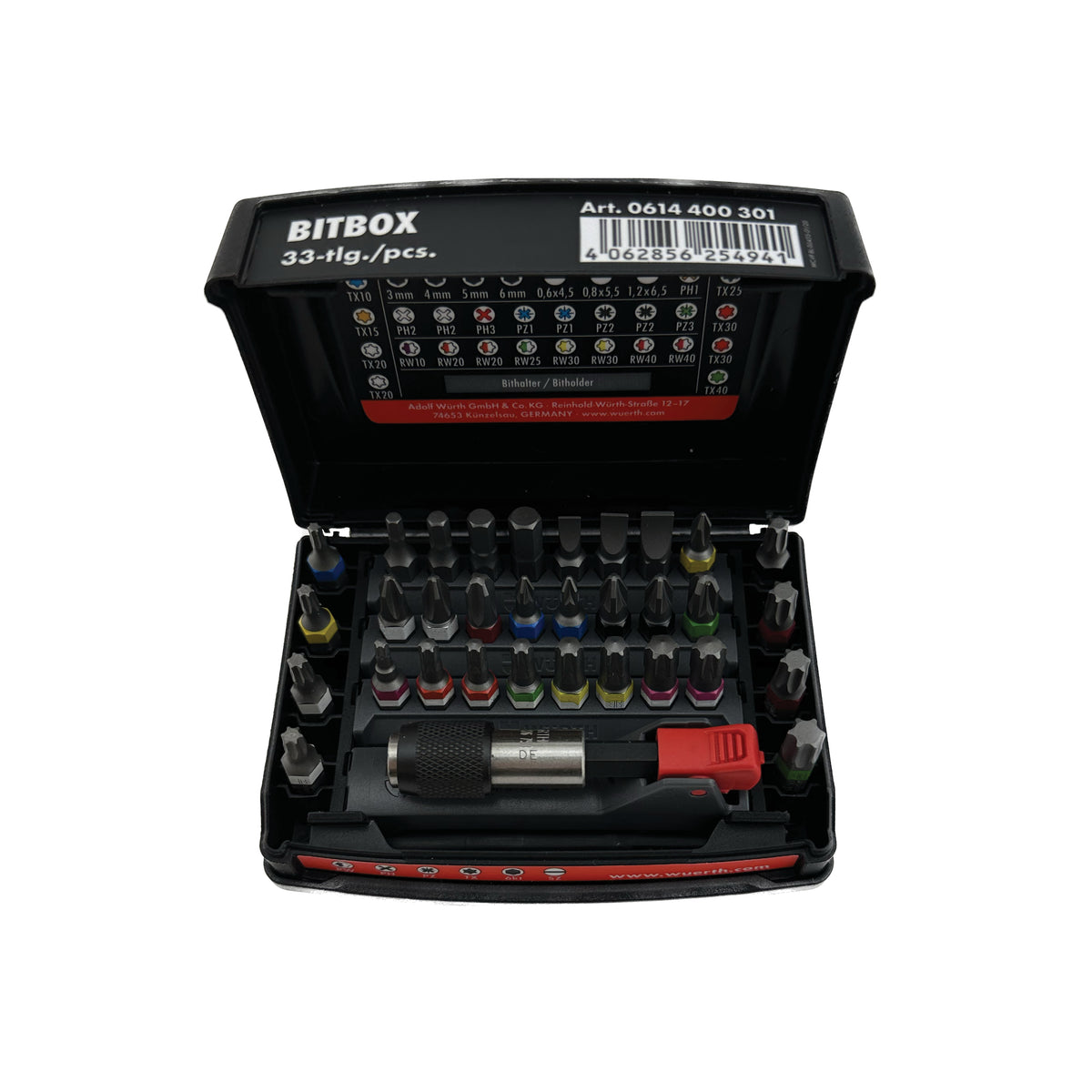 WÜRTH Bitboks, 33 dele (BIT MIX PH/PZ/TX/HEX/SD)