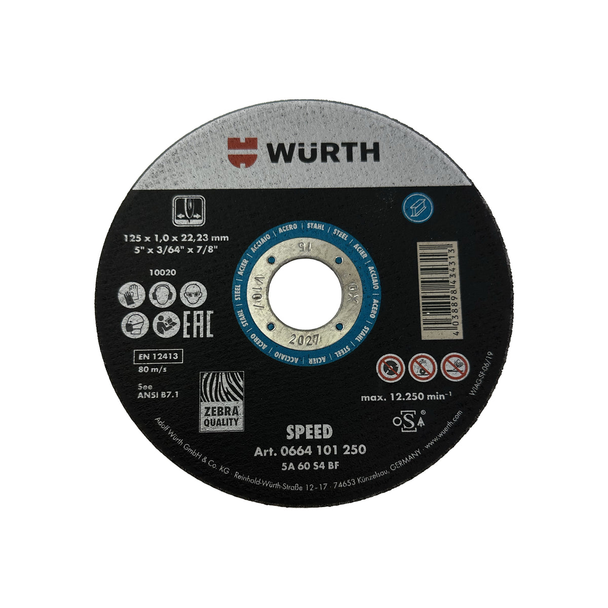 WÜRTH Skæreskive til vinkelsliber (til stål) 125x1,0mm