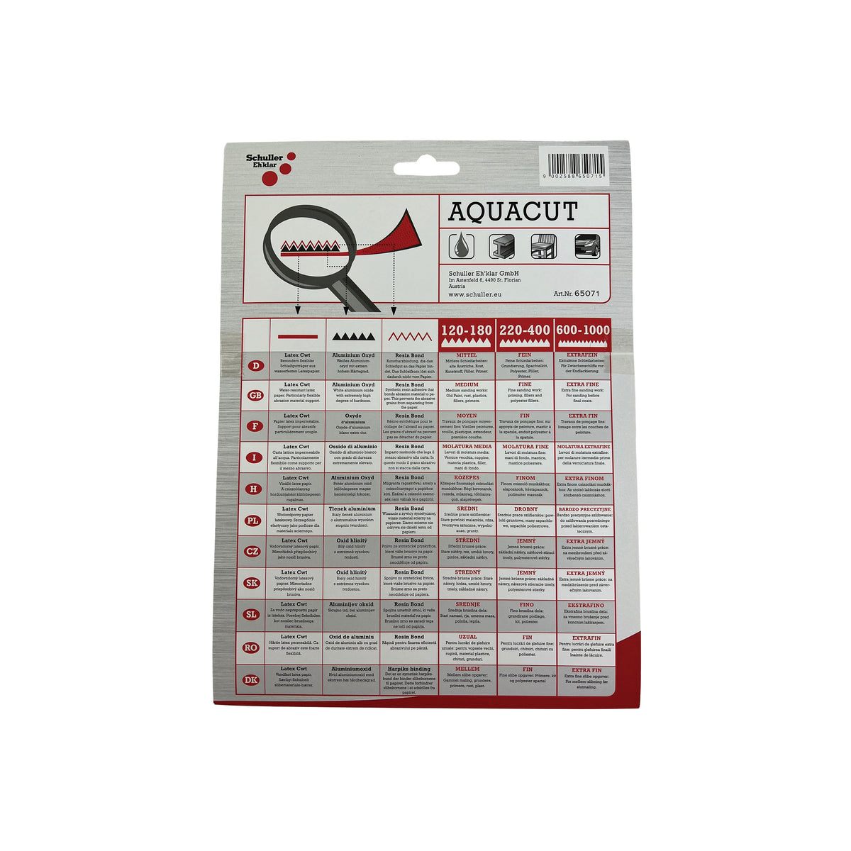 Schuller AQUACUT sandpapir (3 ark)