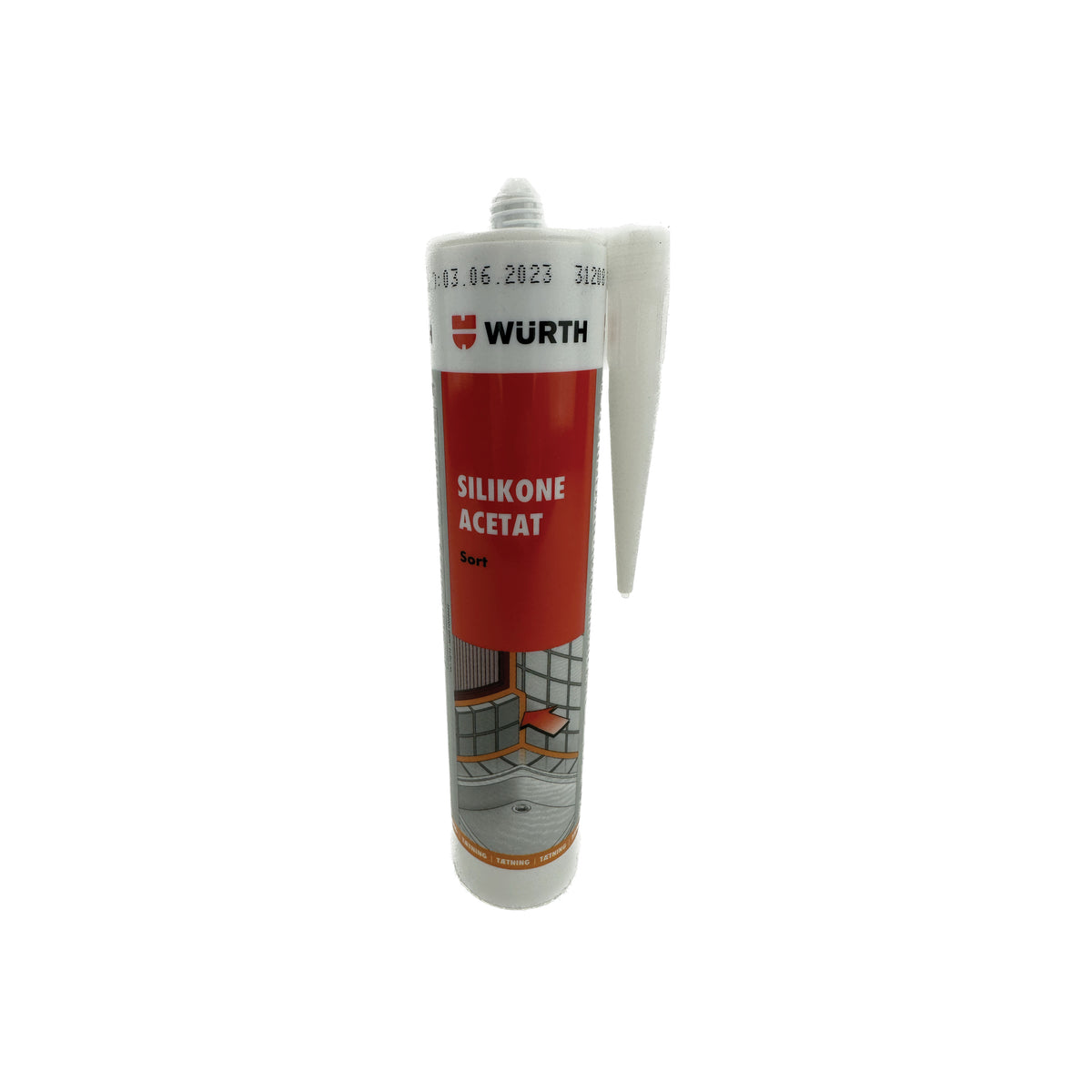 WÜRTH Vådrumssilikone Acetat - Sort